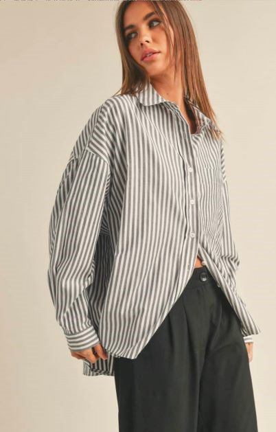 Striped Buttondown Oversized Shirt