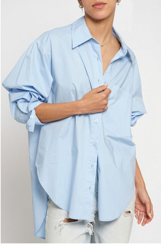 Oversized Fingertip Length Button Down Shirt