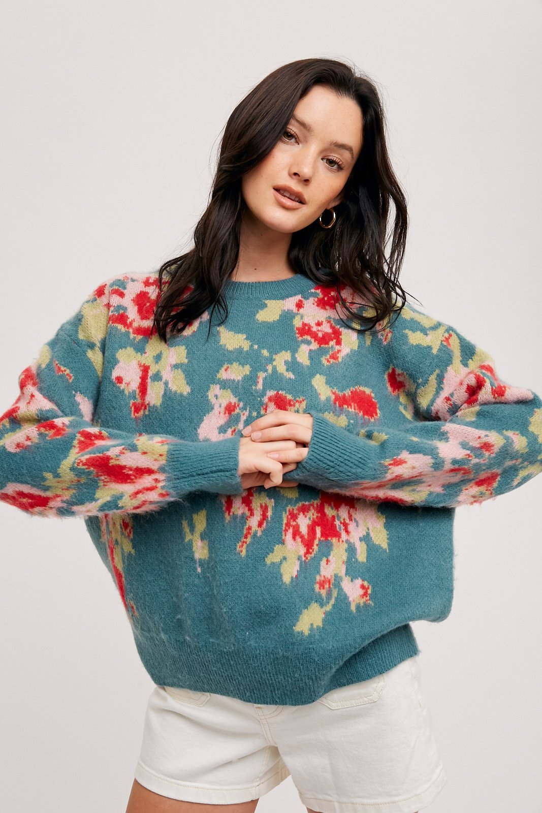 Floral Print Sweater Pullover