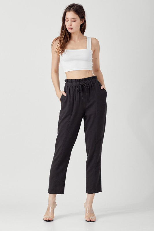 High Rise Pull on Linen Pants